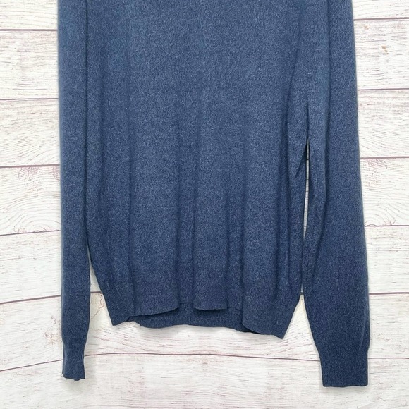 Paolo Mondo Two Ply 100% Cashmere Navy Blue Men's V Neck Sweater XL - Picture 6 of 9
